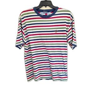 Vintage 90s Tommy Hilfiger Crest Striped T-Shirt L